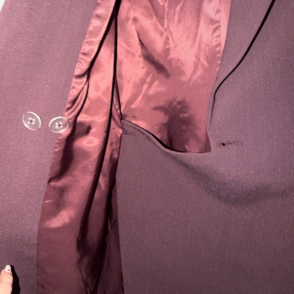 Chic Burgundy Long Blazer by Open Edit - Picture 6 of 7